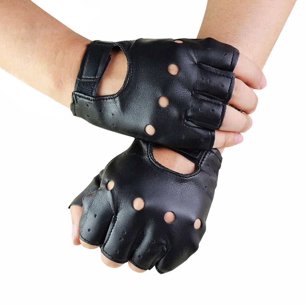 Workout Glove Gym - パンクグローブ男性ハーフフィンガーパンク PU レザーグローブ通気性アクセサリーファッション衣装サイクリングジムダンスフィットネス音楽