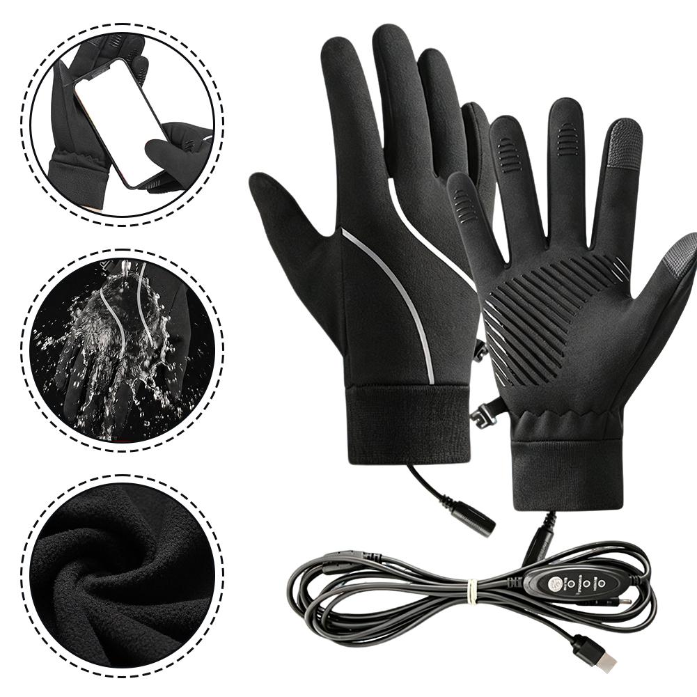 Heat Resistant Glove - 充電式ヒーター内蔵手袋。冬用、フリース素材、タッチスクリーン対応、防風、防寒。サイクリング、バイク、アウトドア活動に最適。
