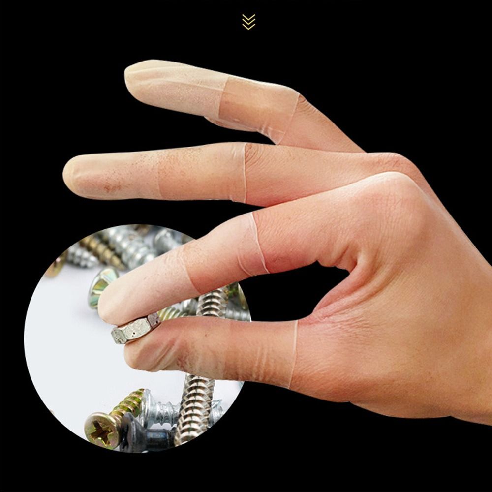 Latex Disposable Glove - 100 個ラテックス使い捨てフィンガーカバー透明フロスティングダストレス帯電防止フィンガーコット滑り止めネイルアートツール