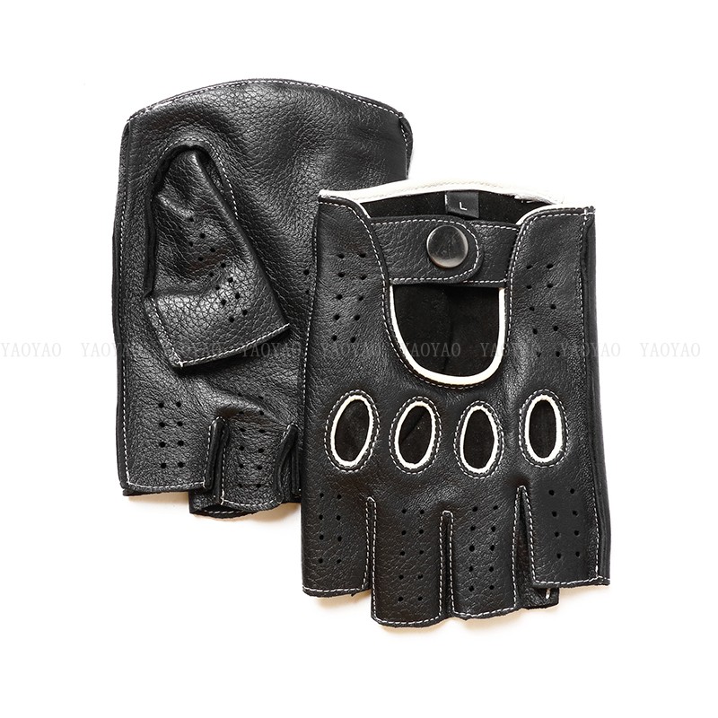 Workout Glove Gym - トップ品質の本物の純粋な革手袋男性ハーフフィンガー薄型 Luvas 男性フィットネスシックな 2 色運転乗馬ジム Guantes