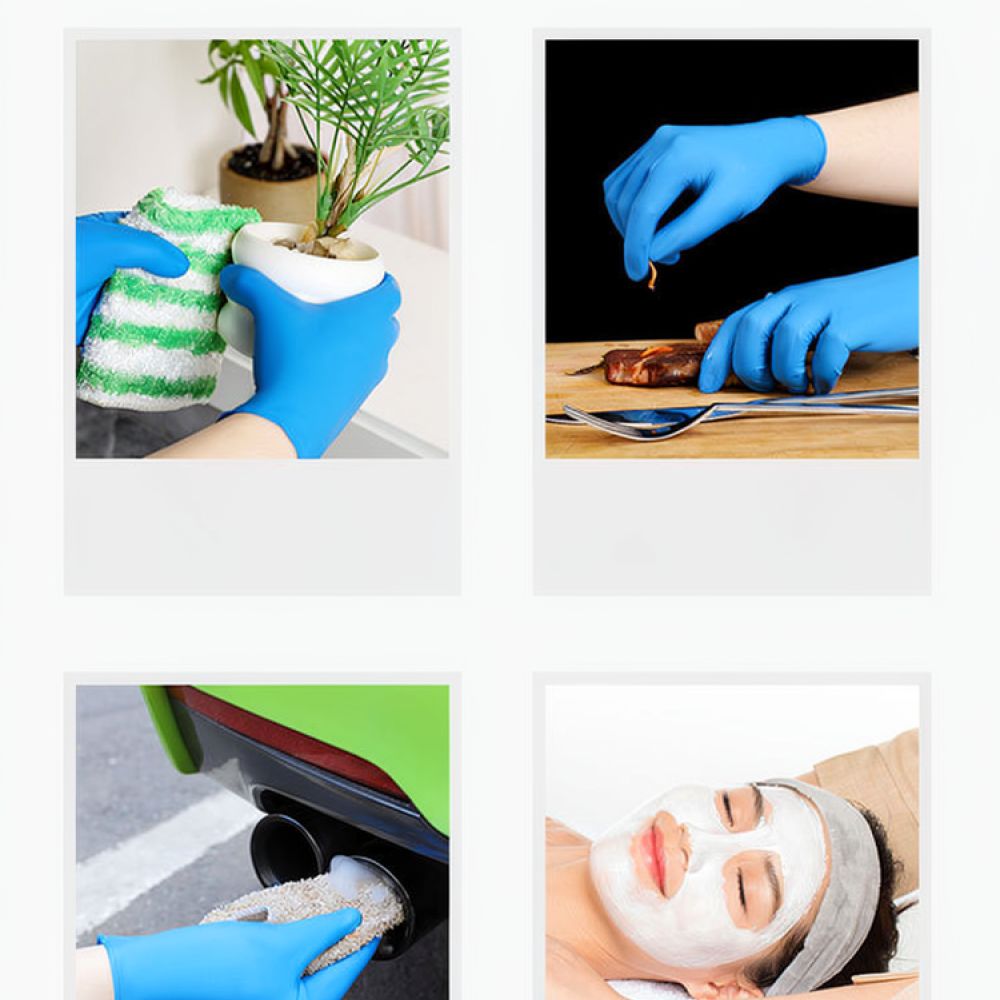 滑り止め加工を施した使い捨てニトリル手袋。食品の取り扱い、家 - Exam Glove Nitrile のレビューと価格