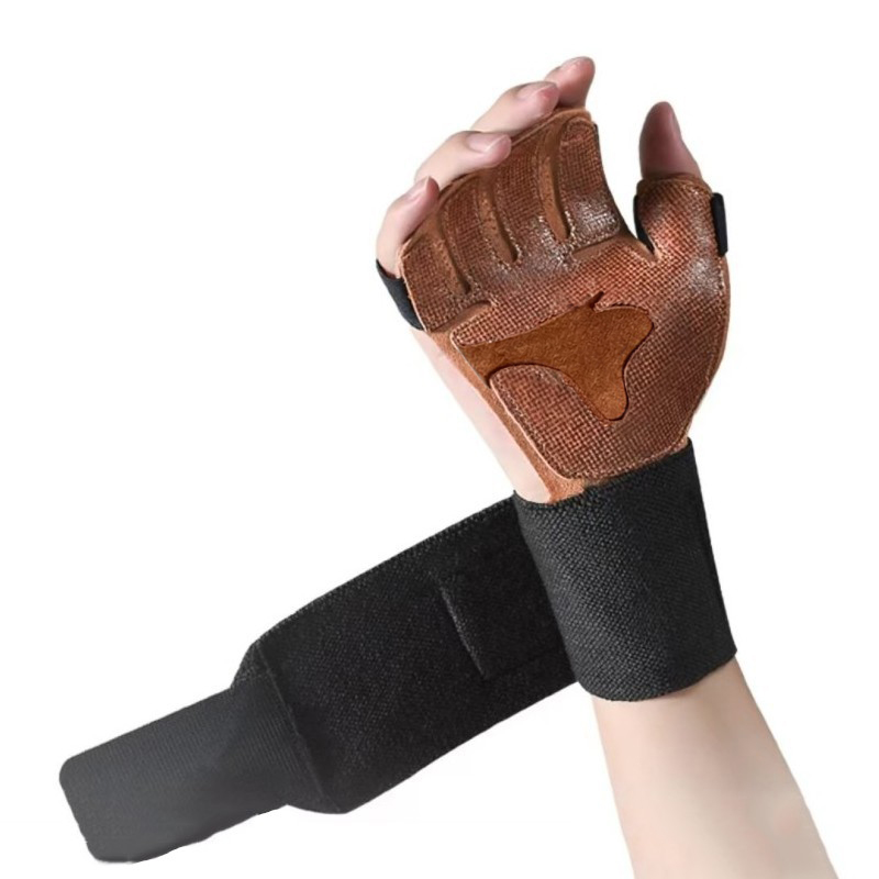 1組の牛革製ウェイトリフティンググローブ。滑り止め加工、通気 - Workout Glove Gym のレビューと価格