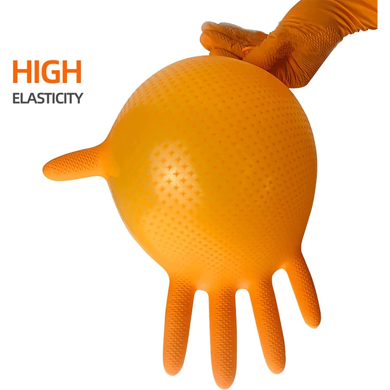 ヘビーオレンジ使い捨てニトリル極厚手袋8ミル - パウダーフ - Nitrile Mechanic Glove のレビューと価格