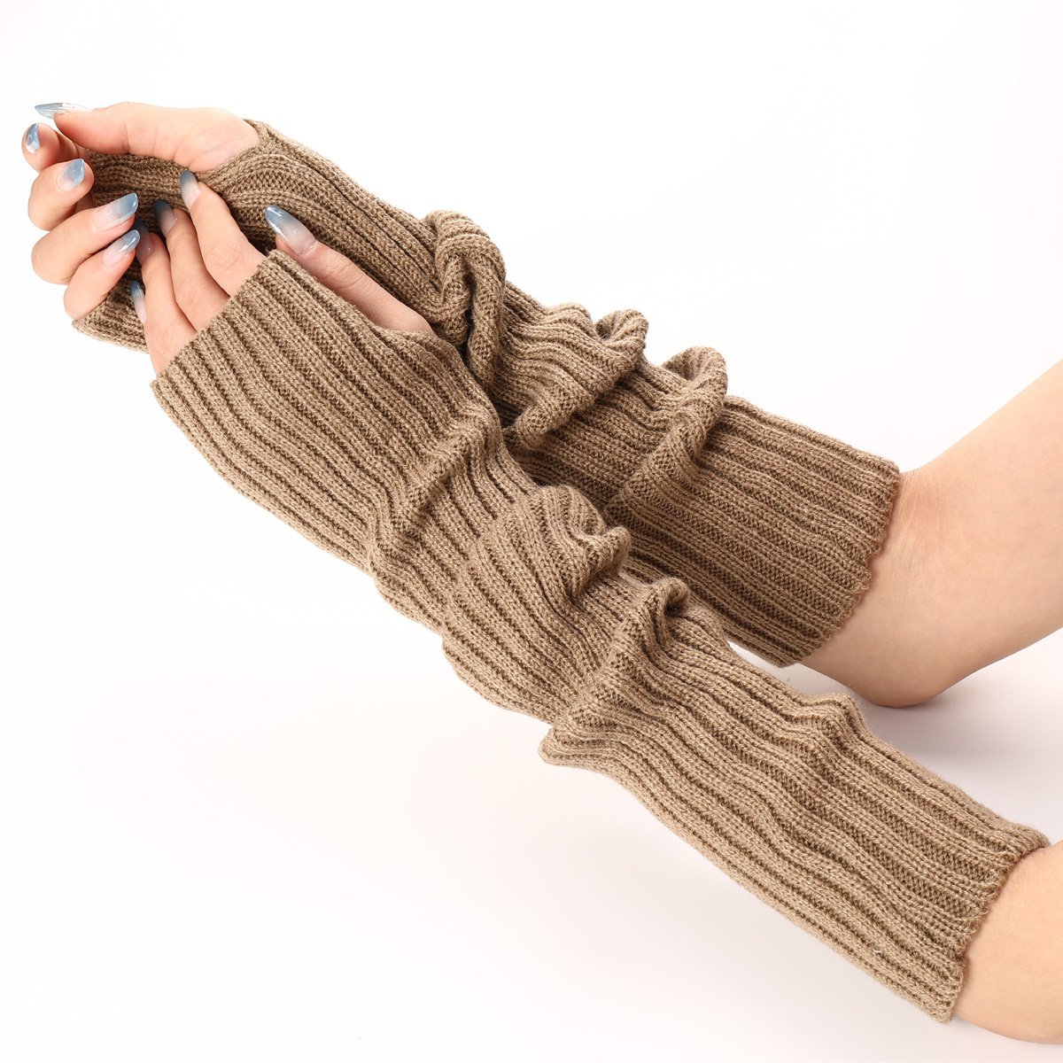 レディース ロング リブニット フィンガーレス アームウォー - Fingerless Glove Knit のレビューと価格